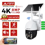 FOFO CCTV 8MP Solar Camera Powered Waterproof Solar Panel WIFI Camera Solar Power Color Night Vision V380 PRO