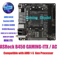 Used ASRock B450 Gaming-ITX/ac AM4 ITX DDR4 Motherboard Compatible with AMD1-5 Gen Processors Tested