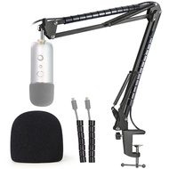 Blue Yeti Mic Stand with Foam Cover Windscreen - Microphone Boom Arm Stand with Pop Filter Compatibl