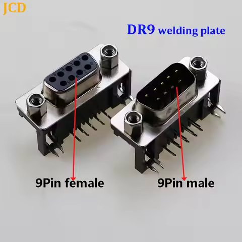 1/5/10pcs DR9 Hole/Pin Female/Male Right Angle Welded D-Sub 9 Pin Connector DB9 DR9 RS232 Connector