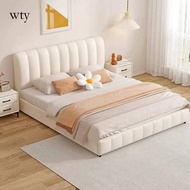 KI Double bed 1.8m master bedroom in cream ins style for small apartments