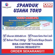 Spanduk Sepanduk Banner Bener Baner Benner Backdrop Usaha Toko Kelontong Gas Beras Galon Pulsa ATK A