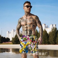 Men's beach shorts with 3D printed patterns, a must-have for beach vacations, 3D trendy printing des