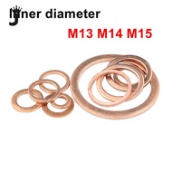 JK Copper Flat Washer M13 M14 M15  Seal Gasket inner diameter 3mm Sealing Ring Thin Sheet T3 Red cop