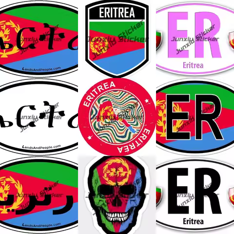 Eritrea Shield Sticker Eritrea in Arabic and Eritrean Flag Horn of Africa State Car Bumper Sticker D