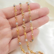 สร้อยคอเงินแท้92.5%Italyชุบ3กษัตริย์ ลายเม็ดบอลตัดกระจก ขนาด3mm.