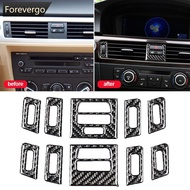 FOREVERGO 5Pcs Carbon Fiber Car Interior Auto Interior Sticker Central Air Vent Outlet Trims Accessory For BMW 3 Series E90 E92 E93 T3Z3