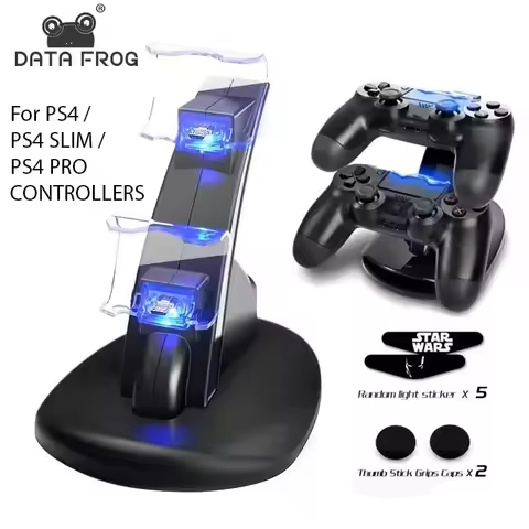 DATA FROG Dual USB Charging Dock Station for PS4 Controller LED Charger for Dualshock 4/PS4 Slim Pro