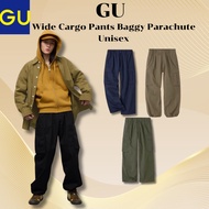 GU Men Wide Cargo Pants Baggy Parachute Streetwear Unisex Utility Casual