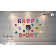 Happy Birthday Party Balloon Line Friends (21pcs set)
