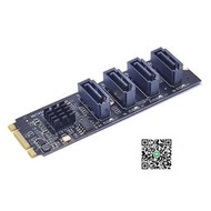 M2 KEY-M NVME PCI-E轉4口SATA3.0擴展SFF-8087硬盤轉接卡ASM1064