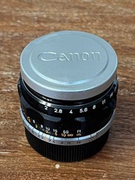 日本七枚玉 Canon LTM Lens 35mm f2 L39 mount 連原裝前後蓋 40mm filter