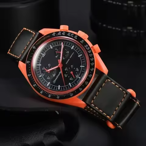 2025 Fashion Men's Moon Chronograph Watch - Colorful Plastic Case, Luxury Planet Exploration Design,