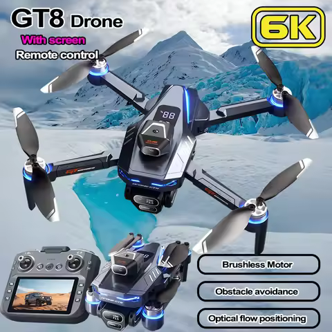 GT8 Drone 6K HD Camera Obstacle Avoidance Aerial Photography Brushless Drone with Screen Foldable RC