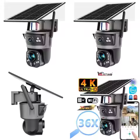 UBOX 36X Zooming 3MP+3MP Dual Lens Wireless Micro-power Recording PTZ CCTV Outdoors Solar Panel Nigh