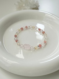 粉晶貔貅手鍊/貔貅 粉晶 鹽源瑪瑙 黃水晶/水晶手鍊 客製化