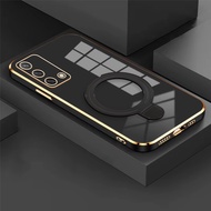 Soft Case Oppo A54 A74 A95 4G Ring Magnetic Holder Wireles Plating Mewah
