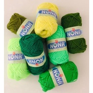 Warna2 Hijau - Benang Kait Brand NONA - 1PKT (5biji) / NONA Brand Knitting Yarn - Green Colors - 1 P