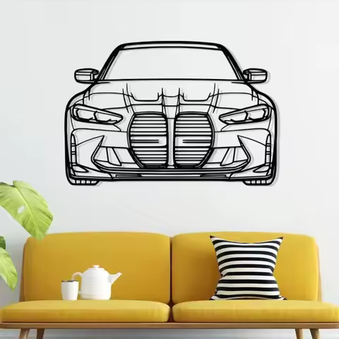 1PC G80 M3 Front Car Silhouette Metal Wall Art - Long - Lasting, Elegant Design, Must - Have for Car