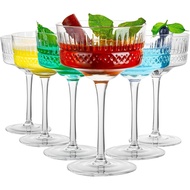 Vintage Art Deco Coupe Glasses Set of 6, 10 oz Martini Glasses, Coupe Cocktail Glasses,Elegant Hand 