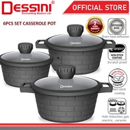 DESSINI ITALY SBB-6-S 6 PCS 20CM 24CM 28CM Casserole Aluminium Induction Non Stick Pot Bowl Deep Fry