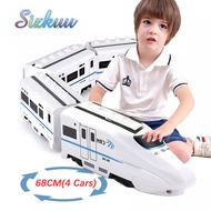 (ใหม่) Sizkuu จำลองความเร็วสูงรถไฟเด็กรถไฟรถของเล่นไฟฟ้าแสงเสียง EMU รุ่น DIY บล็อกรถไฟอาคารของเล่นสำหรับเด็ก