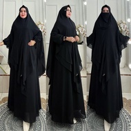 BISA COD One Set Gamis Syari+Hijab Jumbo Kode SANDRIA Bahan Ceruty Babydoll By Ory AjeZas Collection