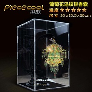 DIY Silver Perfume Bottle Bird And Grape Flower Pattern Metal Assembly Model Handmade Craft Toy for 