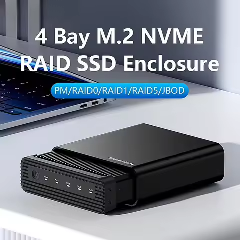 Aluminum M2 4-Bay USB4 External NVME SSD Enclosure M.2 NVME 4 Bay 40Gbps M.2 NVME RAID SSD Enclosure