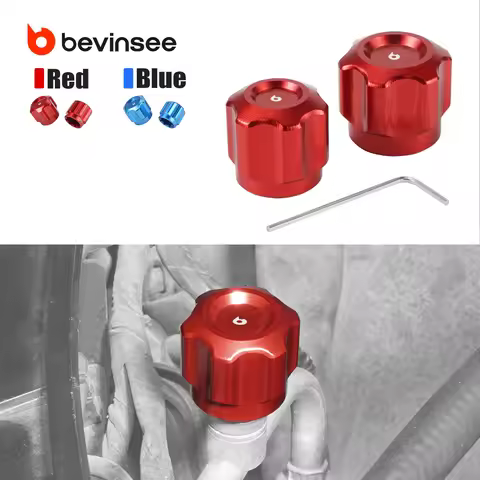 BEVINSEE Aluminum Air Conditioning A/C Service Cap for BMW E46 E90 E91 E92 E60 E61 E63 E64 E65 E66 E