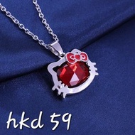 [預訂preorder] Hello Kitty 紅寶石銀頸鏈 頸鍊 sanrio 925 sliver Necklace