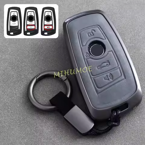 Metal Leather Car Key Fob Case Cover Keychain Protector For BMW 114i 118i 120i 230i 320i 330i 420i 4