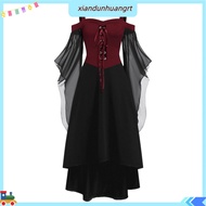 Spaghetti Strap Dress Gothic Style Dress Women Gothic Witch Cosplay Dress Halloween Costume Lace-up 