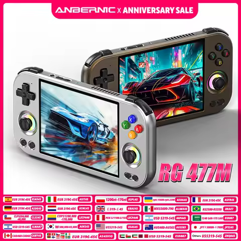 ANBERNIC RG 477M Retro Handheld Game Console Aluminum Alloy CNC Android 14 4.7 Inch LTPS In-Cell Tou