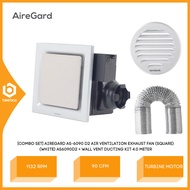 [COMBO SET] AireGard AS6090 D2 Air Ventilation Exhaust Fan (Square) (White) AS6090D2 + WVK-2BR Wall 