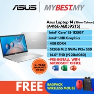 ASUS A416E-AEB592TS Laptop (i5-1135G7/4GB RAM/512GB SSD/14" FHD/MS Office/2 Yrs Warranty)