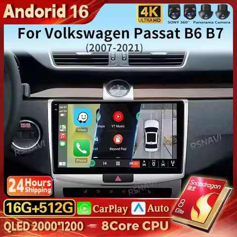 Android 16 Carplay Auto Car Radio Multimedia Player For VW Passat B7 CC 2010 2011 2012 - 2016 Autora
