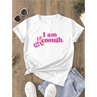 Spring Summer Style Round Neck US Size Short Sleeve I am kenough Text Print Casual T-Shirt