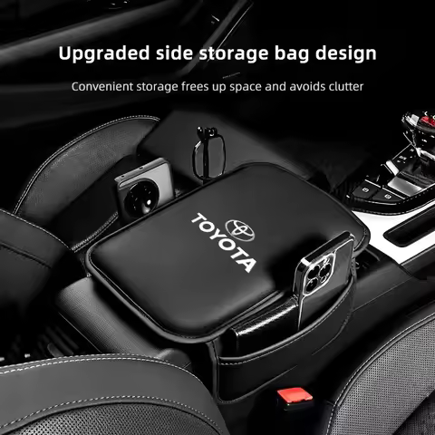 Car Armrest Protection Mat Leather Arm Rest Storage Pocket For Toyota 86 Mirai Supra Prado Alphard C