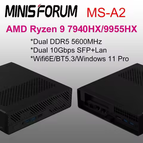 MINISFORUM MS-A2 Mini PC AMD Ryzen 9 7940HX/9955HX Mini PC Windows 11 Dual DDR5 Wifi6E BT5.2 Gaming 