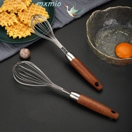 MXMIO Egg Beater Cooking Cream Milk Frother Stainless Steel Wooden Handle Manual Multi-function Blender