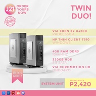 SYSTEM UNI ONLY / HP VIA EDEN X2 U4200 / 1 GHZ 2 CORES / DVI PORT / WIFI DONGLE / WIN 7