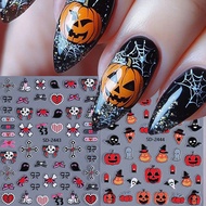 2PCS Miếng dán móng tay lễ hội 5D nổi Halloween Decals Nail Art Stickers Pumpkin Ma Bow Heart Skull 