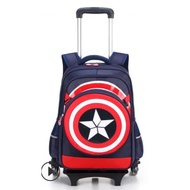 Captain America 6-wheels Trolley School Bag Primary School Bag Detachable Waterproof