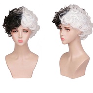 Phim cruella de vil trang phục màu đen trắng phù thủy cruella ăn mặc tay ngắn Đầm dài hóa trang Hall