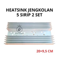 5 Fin Heatsink 4 Hole Jengkolan Aluminum 20x9.5 cm Transistor Holder TO-3 2N3055/MJ2955