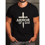 Men Aegis Cross Print T-Shirt, Short-Sleeved Round Neck Fashion Casual Adult Clothing, Casual Clothi