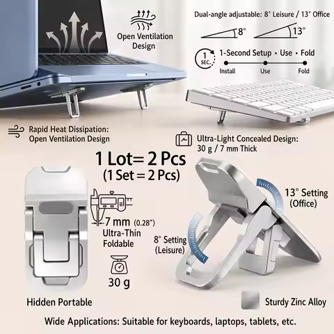 1 Pair Mini Portable Laptop Stand Computer Keyboard Holder Laptop Riser First/Second Gear Adjustment