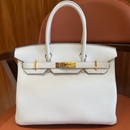 【稀有奢華白色・頂級收藏級別】Hermès Birkin 30 蘑菇白｜Togo皮革 × 金扣｜W刻 2024年
