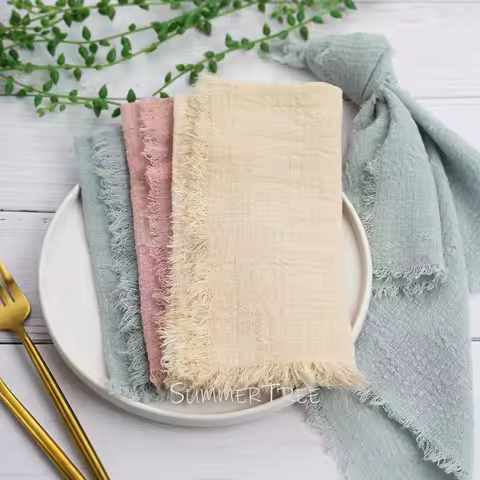 20pcs 41x41cm Cloth Napkins Cotton Gauze Napkin Tea Towels Retro Cheesecloth Vintage Wedding Linen P